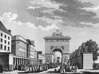 Franska revolutionen: Godtagande av konstitutionen den 3 september 1791. Gravyr av Berthaut efter Swebach. Paris, biblioteket vid Institutet för revolutionshistoria