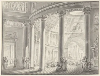 Interiör av en kupolformad kyrka
