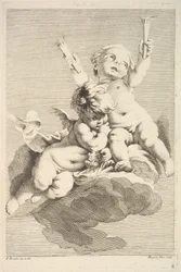 Two Cupids, One Holding Torches, mitten till slutet av 1700-talet.