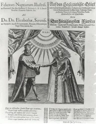 En bredsida på bröllopet mellan Fredrik V, kurfursten Palatine och prinsessan Elizabeth av England, 1613