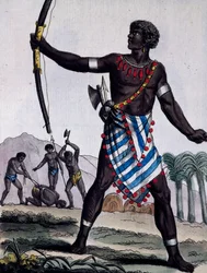 Anzikos krigare, Afrika, gravyr från Encyclopedia of voyages