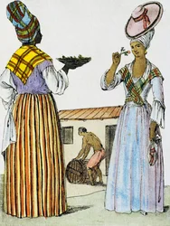 Florister i Santo Domingo, färgstick från en teckning av Labrousse (aktiv 1796), från Encyclopedie des Voyages, av Jacques Grasset de Saint-Sauveur (1757-1810)