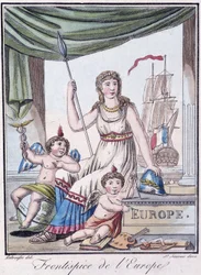 Frontispice of Europe - i "" Encyclopedia of Travels"" av Grasset St Sauveur, red. 1796