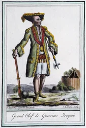 Grand Chief of Iroquois Warriors - i "" Encyclopedia of Travels"" av Grasset St Sauveur, Paris