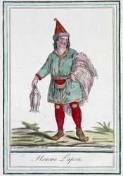 Lapp man - i "" Encyclopedia of travels"" av Grasset Saint Sauveur, red. Paris 1796