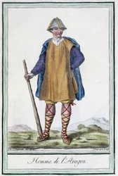 Man of Aragon (Spanien) - i "" Encyclopedia of Travels"" av Grasset St Sauveur, red. 1796