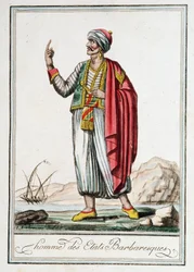 Man of the Barbarian States, "" Encyclopedia of Voyages"" av J. Grasset Saint-Sauveur (Saint Sauveur)