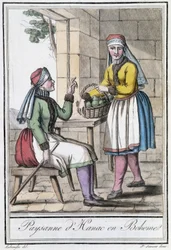 Bondekvinna från Hanac, i Böhmen (Tjeckoslovakien) - i "" Encyclopedia of travels"" av Grasset St Sauveur, Paris