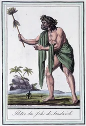 Präst på Sandwichöarna - i "" Encyclopedia of Travels"" av Grasset Saint Sauveur, red. Paris 1796