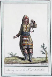 Sauvagesse of Hudson Bay (Kanada) - i "" Encyclopedia of Travels"" av Grasset St Sauveur, red. 1796
