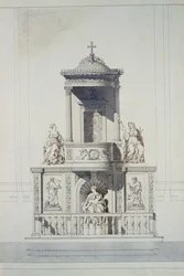 Design för en predikstol, c.1825 (penna och bläck och wc på papper)
