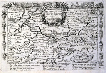 1600-talsgravyr ur en samling ordspråk. Paris 1657-1663. Av Jacques Lagniet (1620-1675). Fransk gravör. Från honom många samhällskritiska gravyrer och hånbilder som t.ex. hans ibland groteska och fantastiska illustrationer
