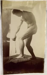 Studie av en manlig nakenmodell i Jacques de Lalaings studio