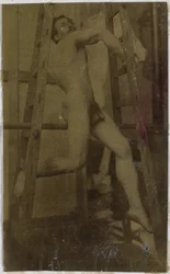 Studie av en naken manlig modell i Jacques de Lalaings studio
