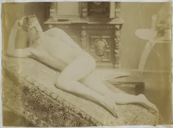 Studie av en manlig nakenmodell liggande i Jacques de Lalaings studio
