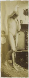 Studie av en manlig nakenmodell stående i Jacques de Lalaings studio