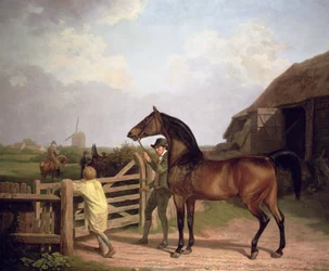 "Bay Ascham", en hingst ledde genom en grind till ett sto, 1804