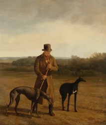 Porträtt av Lord Rivers med två vinthundar, c.1825