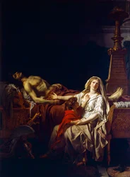 Andromache sörjer över Hectors kropp, av Jacques-Louis David (1748-1825)
