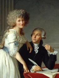 Detalj av "" Antoine Laurent Lavoisier (1743-1794) med Madame Lavoisier"" Målning av Jacques Louis David (1748-1825)