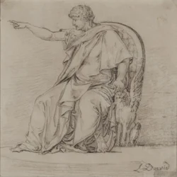 Draperad figur, sent 1700-tal (penna på papper)