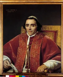 Halvkroppsporträtt av påven Pius VII (Gregoire Chiaramonti), påven 1800 (1742-1823) Målning av Jacques Louis David (1748-1825) 1800-talet sön. 0,91x0,85 m. - Halvkroppsporträtt av påven Pius VII (Gregoire Chiaramonti), påve 1800 (1742-1823). Målning