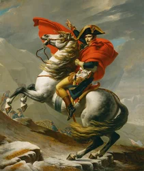 Napoleon korsar Sankt Bernhardspasset, en av fem versioner ... (olja på duk)