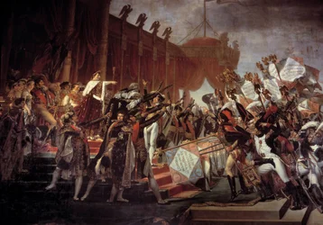 Arméens ed till kejsar Napoleon I (1769-1821) efter utdelningen av örnarna vid Champ de Mars, 1804-05-12 Detalj. Målning av Jacques Louis David (1748-1825) 1800-talets sön. 6,1x9,3 m.