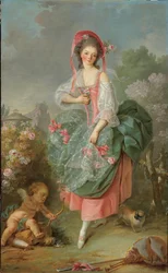 Porträtt av Mademoiselle Guimard som Terpsichore (olja på duk)