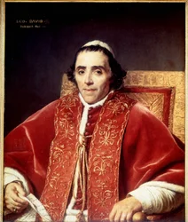 Porträtt av Pius VII (1742 - 1823) av David. 1805. Museet i Versailles