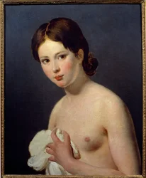 Porträtt av en ung flicka. Målning av Jacques Louis David (1748-1825)