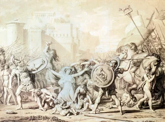 Study for Rape of Sabine Women (penna, bläck, akvarell och pennteckning)