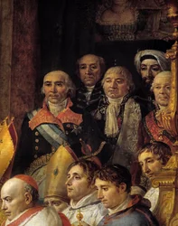 Napoleons rite. Detalj som representerar ambassadörerna (Amiral de Gravina (Spaniens ambassadör, död 1805), general Armstrong (USA:s ambassadör), Monsieur de Marescalchi (minister för den italienska rep.), Mohamed sa - halet effendi (ambas)