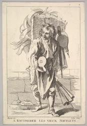 Omvänd kopia av A Racomoder les Vieux Souflets Mend the Old Bellows, från Le Cri..., 1700-talet.