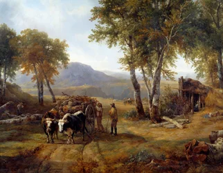 Loggarna i Detaljskogen. Målning av Raymond Brascassat (1804-1867) 1832 Nantes, Musee des Beaux Arts