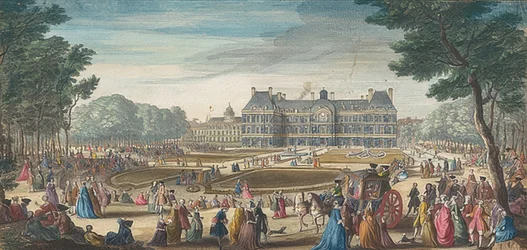 Palais du Luxembourg i Paris sett från trädgården. 1729