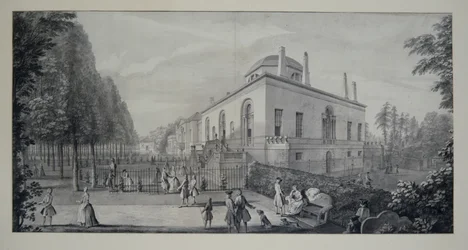 Lord Burlingtons neo-Palladian Villa i Chiswick and the Jacobean House (penna och bläck med tvätt på papper)