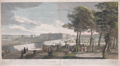 Utsikt över Hampton Court från trädgårdssidan