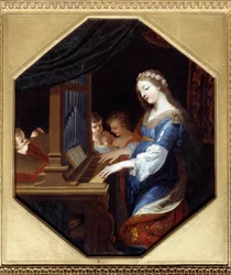 Saint Cecile spelar orgel Målning av Jacques Stella