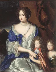 Hertiginnan Sophia Dorothea av Brunswick och Luneburg med sina barn George och Sophia Dorothea