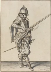 Elegant klädd soldat förbereder sig för att avfyra sin kalver