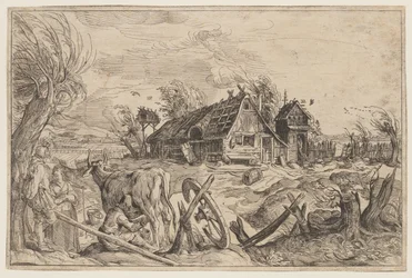 Landskap med bondgård