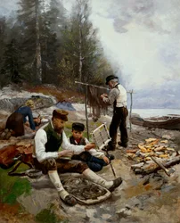 Fiskare på stranden