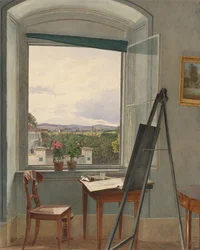 Utsikt från konstnärens ateljé i Alservorstadt mot Dornbach, 1836