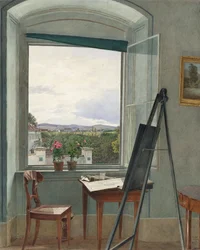 Utsikt från konstnärens ateljé i Alservorstadt mot Dornbach, 1836
