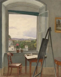 Utsikt från Artists Studio i Alservorstadt mot Dornbach, 1836