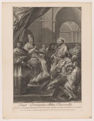 Heilige Bernardus van Clairvaux för paus Innocentius II Sankt Bernardus abbot av Clareualis (titel på objektet)
