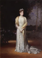 Porträtt av kejsarinnan Alexandra Fyodorovna av Ryssland 1872-1918, hustru till tsar Nicholas II, 1914