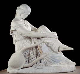 Sapfo, grekisk poet från antiken (700-talet f.Kr.). Marmorskulptur av James Pradier (1790-1852)