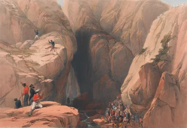 Ingång till Kojak-passet från Parush, ca 1839 (litografi, tonad)
